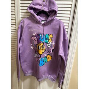 Maener "Drugs R Bad" Purple Sweatshirt Size XL Fleece Lined